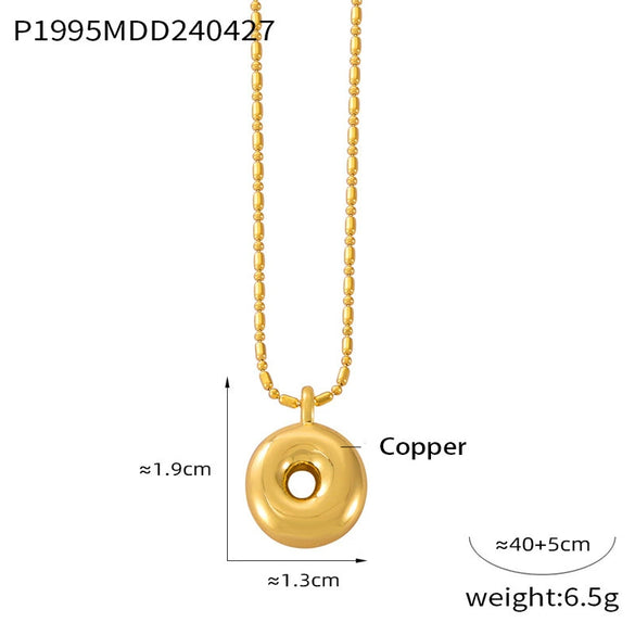 Wholesale Women's Titanium Steel Copper Ball Chain Necklace With Geometric Letter Number Text Design Electroplated Pendant
