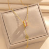 Wholesale Women's Titanium Steel Cross Necklaces With 18K Real Gold Plating Geometric Letter And Number Patterns Light Luxury Style