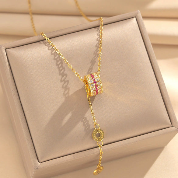 Wholesale Women's Titanium Steel Cross Necklaces With 18K Real Gold Plating Geometric Letter And Number Patterns Light Luxury Style