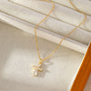 Wholesale Women's Titanium Steel Cross O Word Chain Necklace Copper Microinlay Real Gold Electroplated Geometric Style