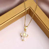 Wholesale Women's Titanium Steel Cross O Word Chain Necklace Copper Microinlay Real Gold Electroplated Geometric Style