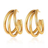 Wholesale Women's Titanium Steel Cshaped Multilayered Electroplated Elegant Fashionable Trendy Circle Earrings