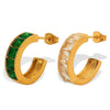 Wholesale Women's 316L Stainless Steel Cshaped Zircon Geometric Electroplated Earrings