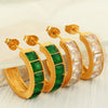 Wholesale Women's 316L Stainless Steel Cshaped Zircon Geometric Electroplated Earrings