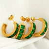 Wholesale Women's 316L Stainless Steel Cshaped Zircon Geometric Electroplated Earrings