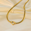 Wholesale Women's Titanium Steel Cuban Chain Heart Cut Out Jewelry Set With Love Drop Bell Pattern