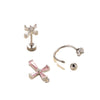 Wholesale Women's Titanium Steel Double Head Screw Ear Nail With Square Zircon And Cross Design Lovely Style