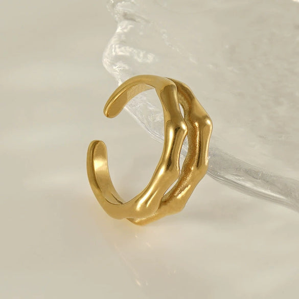 Wholesale Women's 316L Stainless Steel Double Layer Slub Open Ring With Animal Zodiac Pattern And Electroplating Treatment