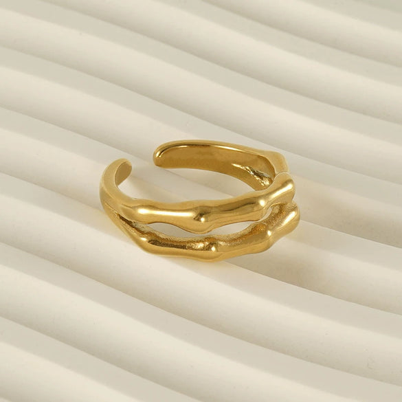Wholesale Women's 316L Stainless Steel Double Layer Slub Open Ring With Animal Zodiac Pattern And Electroplating Treatment