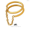 Wholesale Women's 316L Stainless Steel Double Ring With Geometric Design 18K Gold Plated Electroplated