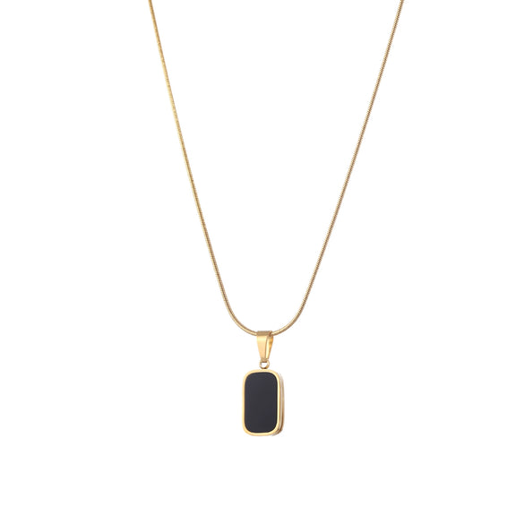 Wholesale Women's Titanium Steel Double Sided Pendant Necklace With Geometric Pattern And Mixed Gem Inlay Non Fading Simple And Fashionable