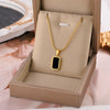 Wholesale Women's Titanium Steel Double Sided Pendant Necklace With Geometric Pattern And Mixed Gem Inlay Non Fading Simple And Fashionable