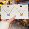 Wholesale Women's Titanium Steel Doublering Heartshaped Geometric Pattern Necklace With Mixed Gemstone Setting