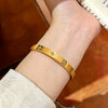 Wholesale Women's Titanium Steel Doublerow Starry Sky Fourleaf Clover Bracelet With Exquisite Shellinlaid Light Luxury Clasp And Polish Design
