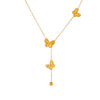 Wholesale Women's Titanium Steel Doublesided Butterfly Flower Ball Tassel Necklace With Geometric Pattern And Electroplating Treatment