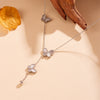 Wholesale Women's Titanium Steel Doublesided Butterfly Flower Ball Tassel Necklace With Geometric Pattern And Electroplating Treatment