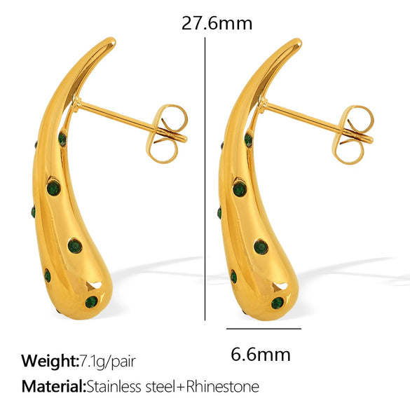 Wholesale Women's 316L Stainless Steel Drop Earrings Fashion Style 18K Gold Plated And Diamondencrusted