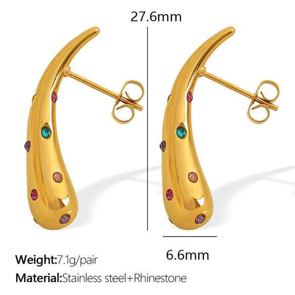 Wholesale Women's 316L Stainless Steel Drop Earrings Fashion Style 18K Gold Plated And Diamondencrusted
