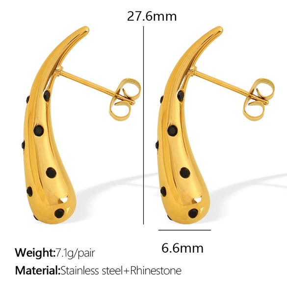 Wholesale Women's 316L Stainless Steel Drop Earrings Fashion Style 18K Gold Plated And Diamondencrusted