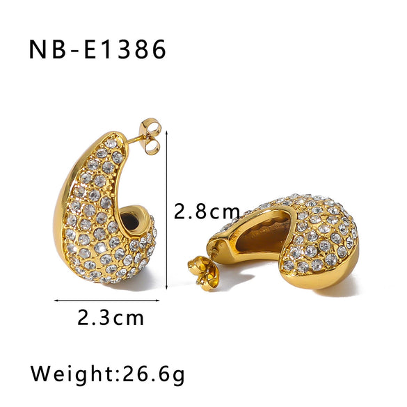 Wholesale Women's Titanium Steel Earrings Gold Plated Retro Simple Geometric Style With 18K Vacuum Plating In Furnace