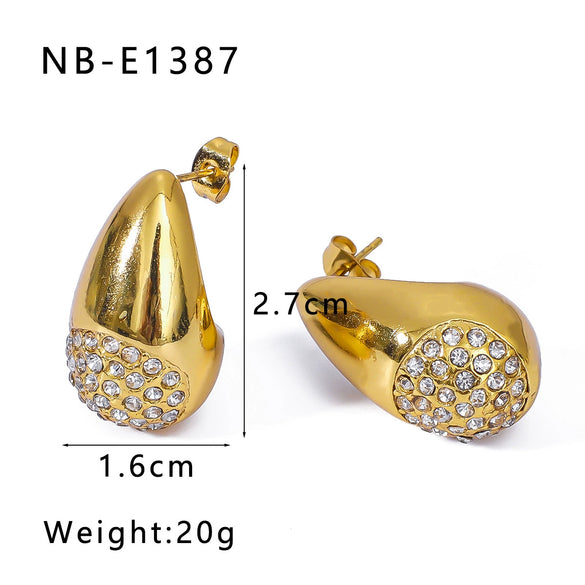Wholesale Women's Titanium Steel Earrings Gold Plated Retro Simple Geometric Style With 18K Vacuum Plating In Furnace