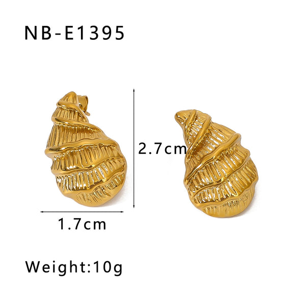 Wholesale Women's Titanium Steel Earrings Gold Plated Retro Simple Geometric Style With 18K Vacuum Plating In Furnace