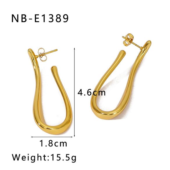 Wholesale Women's Titanium Steel Earrings Gold Plated Retro Simple Geometric Style With 18K Vacuum Plating In Furnace