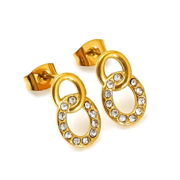 Wholesale Women's Titanium Steel Earrings Inlaid With Zirconia In Letter Number Text Shapes