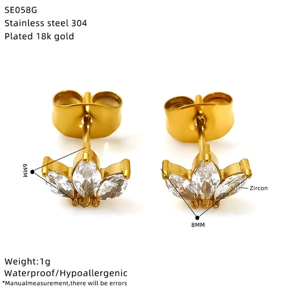 Wholesale Women's Titanium Steel Earrings Inlaid With Zirconia In Letter Number Text Shapes