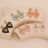 Wholesale Women's Titanium Steel Earrings With Heart Shape And Dripping Oil Design