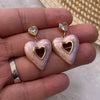 Wholesale Women's Titanium Steel Earrings With Heart Shape And Dripping Oil Design