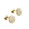 Wholesale Women's 316L Stainless Steel Earrings With Natural Shell Inlay And Letter Pattern Electroplated