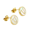 Wholesale Women's 316L Stainless Steel Earrings With Natural Shell Inlay And Letter Pattern Electroplated