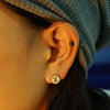 Wholesale Women's 316L Stainless Steel Earrings With Natural Shell Inlay And Letter Pattern Electroplated