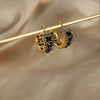 Wholesale Women's Titanium Steel Earrings With Wheat Ear Shape And Square Geometric U Shaped Design Electroplated