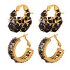 Wholesale Women's Titanium Steel Earrings With Wheat Ear Shape And Square Geometric U Shaped Design Electroplated