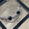 Wholesale Women's Titanium Steel Electroplated Black Rose Bracelet With Black Bowknot Niche Retro Light Luxury Beaded Jewelry