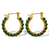 Wholesale Women's 316L Stainless Steel Electroplated Cshaped Geometric Inlaid Rhinestone Earrings
