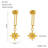 Wholesale Women's Titanium Steel Electroplated Fashion Star Cross Earrings Jewelry