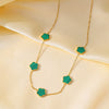 Wholesale Women's Titanium Steel Electroplated Flower Pattern Oshaped Chain Necklace