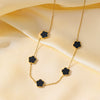 Wholesale Women's Titanium Steel Electroplated Flower Pattern Oshaped Chain Necklace