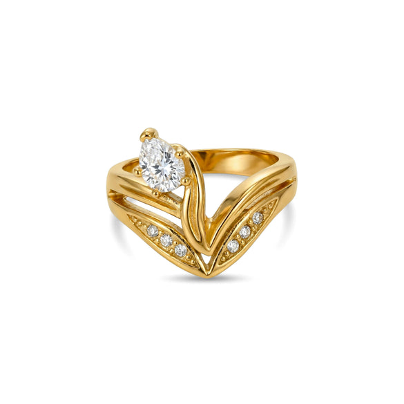Wholesale Women's Titanium Steel Electroplated Geometric Floral Design Ring