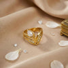Wholesale Women's Titanium Steel Electroplated Geometric Floral Design Ring