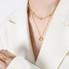 Wholesale Women's Titanium Steel Electroplated Heart Double Necklace Pendant Clavicle Chain Jewelry