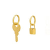 Wholesale Women's Titanium Steel Electroplated 18K Gold Geometric French Retro Exaggerated Design Key Texture Lock Earrings Jewelry