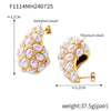 Wholesale Women's 316L Stainless Steel Electroplated 18K Gold Inlaid Imitation Pearl Water Drop Earrings With Geometric Design