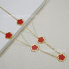 Wholesale Women's Titanium Steel Electroplated Leaves Flower Necklace