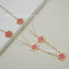 Wholesale Women's Titanium Steel Electroplated Leaves Flower Necklace