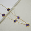 Wholesale Women's Titanium Steel Electroplated Leaves Flower Necklace