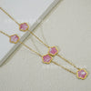 Wholesale Women's Titanium Steel Electroplated Leaves Flower Necklace
